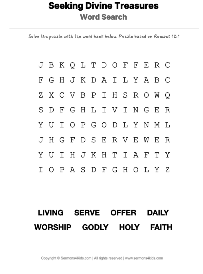 Understanding Worship word-search